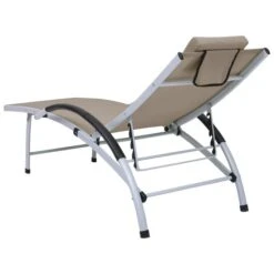 Chaise Longue Aluminium Textilène Taupe -Mobilier De Jardin Soldes chaise longue aluminium textilene taupe 3666722363372 936628