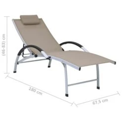 Chaise Longue Aluminium Textilène Taupe -Mobilier De Jardin Soldes chaise longue aluminium textilene taupe 3666722363372 936632
