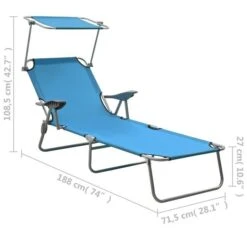 Chaise Longue Avec Auvent Acier Bleu -Mobilier De Jardin Soldes chaise longue avec auvent acier bleu 3666722364010 936108