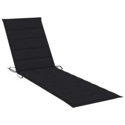 Chaise Longue Avec Coussin Noir Bois De Teck Solide -Mobilier De Jardin Soldes chaise longue avec coussin noir bois de teck solide 3666722423977 831595