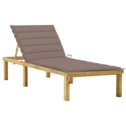 Chaise Longue Avec Coussin Taupe Bois De Pin Imprégné 4
