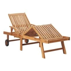 Chaise Longue Avec Coussin Taupe Bois De Teck Solide -Mobilier De Jardin Soldes chaise longue avec coussin taupe bois de teck solide 3666722412582 848322