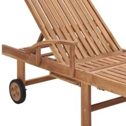 Chaise Longue Avec Coussin Taupe Bois De Teck Solide -Mobilier De Jardin Soldes chaise longue avec coussin taupe bois de teck solide 3666722412582 848327