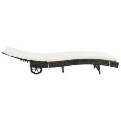 Chaise Longue Avec Roues Et Coussin Résine Tressée Marron -Mobilier De Jardin Soldes chaise longue avec roues et coussin resine tressee marron 3666722327107 978414