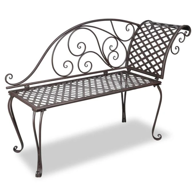 Chaise Longue De Jardin 128 Cm Acier Antique Marron 2 Chaise Longue De Jardin 128 Cm Acier Antique Marron – Image 2