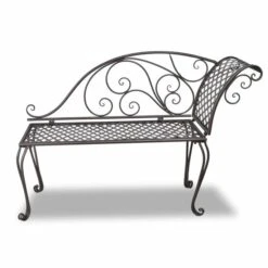 Chaise Longue De Jardin 128 Cm Acier Antique Marron