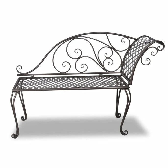 Chaise Longue De Jardin 128 Cm Acier Antique Marron 1 Chaise Longue De Jardin 128 Cm Acier Antique Marron