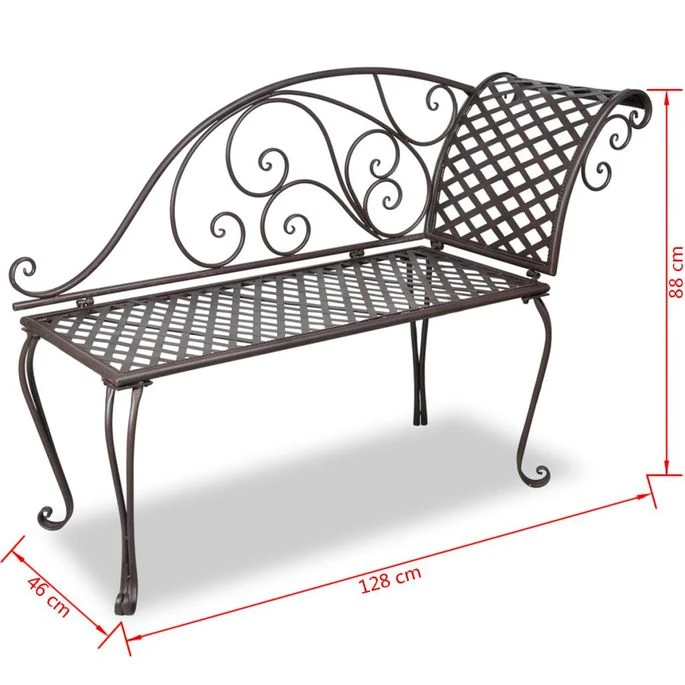 Chaise Longue De Jardin 128 Cm Acier Antique Marron 5 Chaise Longue De Jardin 128 Cm Acier Antique Marron – Image 5