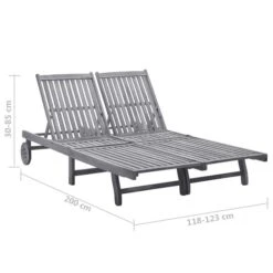 Chaise Longue De Jardin 2 Places Avec Coussin Gris Acacia 6 -Mobilier De Jardin Soldes chaise longue de jardin 2 places avec coussin gris acacia 3666722430814 816947