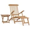 Chaise Longue De Jardin Avec Repose-pied Et Table Bois De Teck