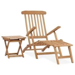 Produits populaires 1 Chaise Longue De Jardin Avec Repose-pied Et Table Bois De Teck