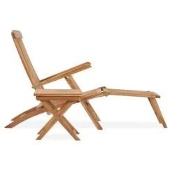 Chaise Longue De Jardin Avec Repose-pied Et Table Bois De Teck -Mobilier De Jardin Soldes chaise longue de jardin avec repose pied et table bois de teck 3666722750677 946549