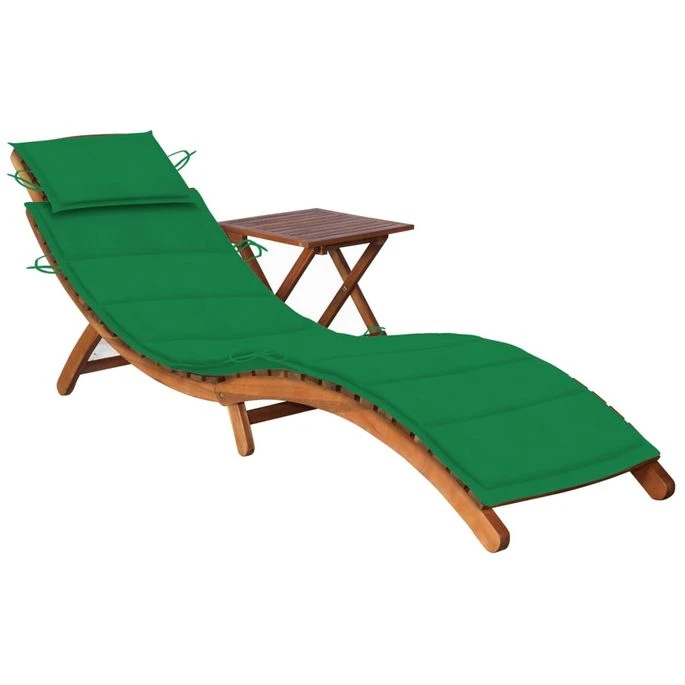 Chaise Longue De Jardin Avec Table Et Coussin Bois D'acacia 3 1 Chaise Longue De Jardin Avec Table Et Coussin Bois D'acacia 3