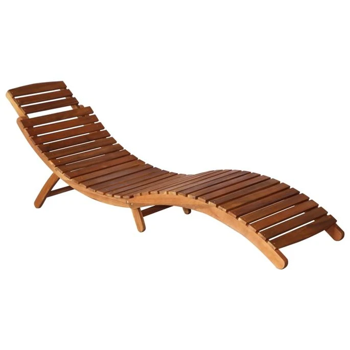 Chaise Longue De Jardin Avec Table Et Coussin Bois D'acacia 3 3 Chaise Longue De Jardin Avec Table Et Coussin Bois D'acacia 3 – Image 3
