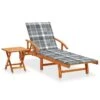 Chaise Longue De Jardin Avec Table Et Coussin Bois D'acacia 16