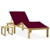 Chaise Longue De Jardin Avec Table Et Coussin Pin Imprégné 57