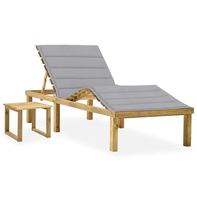 Chaise Longue De Jardin Avec Table Et Coussin Pin Imprégné 11 1 Chaise Longue De Jardin Avec Table Et Coussin Pin Imprégné 11