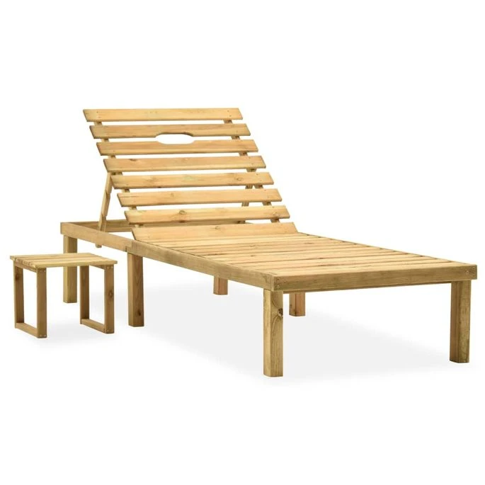 Chaise Longue De Jardin Avec Table Et Coussin Pin Imprégné 51 2 Chaise Longue De Jardin Avec Table Et Coussin Pin Imprégné 51 – Image 2