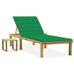 Chaise Longue De Jardin Avec Table Et Coussin Pin Imprégné 59