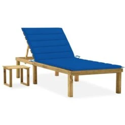 Chaise Longue De Jardin Avec Table Et Coussin Pin Imprégné