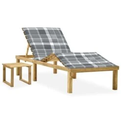 Chaise Longue De Jardin Avec Table Et Coussin Pin Imprégné 20