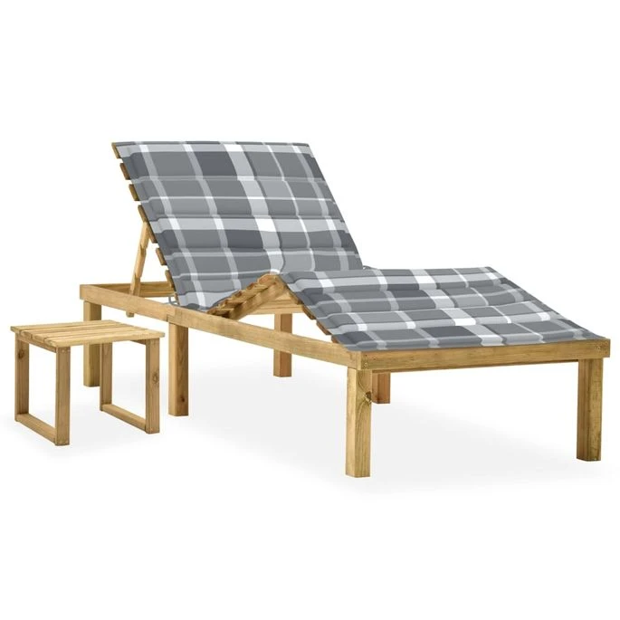 Chaise Longue De Jardin Avec Table Et Coussin Pin Imprégné 20 1 Chaise Longue De Jardin Avec Table Et Coussin Pin Imprégné 20