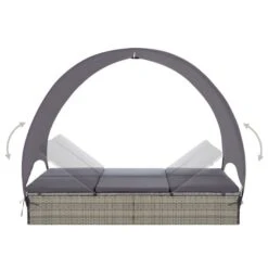 Chaise Longue Double Avec Auvent Résine Tressée Gris 11 Chaise Longue Double Avec Auvent Résine Tressée Gris -Mobilier De Jardin Soldes chaise longue double avec auvent resine tressee gris 8719883860404 980746