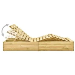 Chaise Longue Double Avec Coussins Motif Feuilles Pin Imprégné -Mobilier De Jardin Soldes chaise longue double avec coussins motif feuilles pin impregne 3666722406482 860291