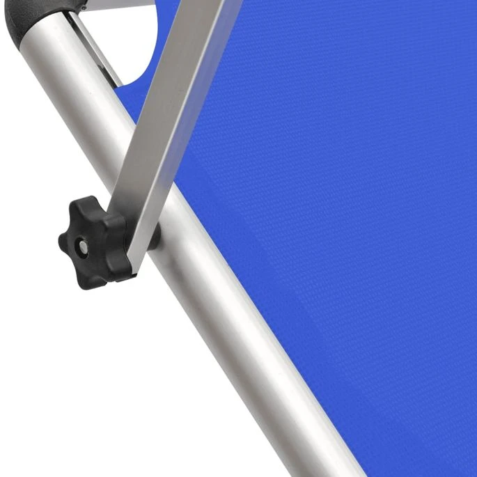 Chaise Longue Pliable Avec Auvent Aluminium Et Textilène Bleu 4 Chaise Longue Pliable Avec Auvent Aluminium Et Textilène Bleu – Image 4