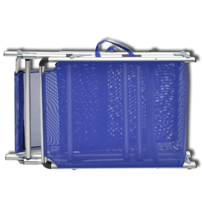 Chaise Longue Pliable Avec Auvent Aluminium Et Textilène Bleu 6 Chaise Longue Pliable Avec Auvent Aluminium Et Textilène Bleu – Image 6