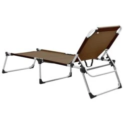 Chaise Longue Pliable Extra Haute Pour Seniors Marron Aluminium -Mobilier De Jardin Soldes chaise longue pliable extra haute pour seniors marron aluminium 3666722931236 554205