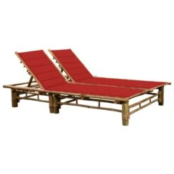 Chaise Longue Pour 2 Personnes Avec Coussins Bambou 8