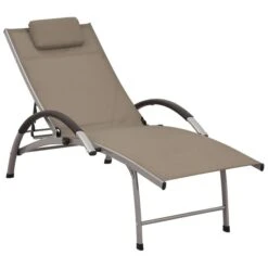 Chaise Longue Textilène Et Aluminium Taupe 2