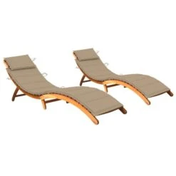 Produits populaires 7 Chaises Longues 2 Pcs Avec Coussins Bois D'acacia Solide 22