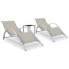 Chaises Longues 2 Pcs Avec Table Aluminium Crème