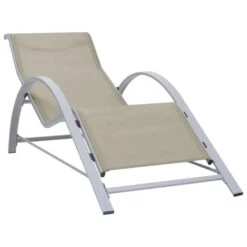 Chaises Longues 2 Pcs Avec Table Aluminium Crème -Mobilier De Jardin Soldes chaises longues 2 pcs avec table aluminium creme 3666722363235 936777