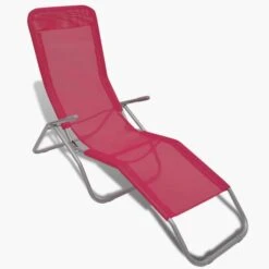Chaises Longues 2 Pcs Cadre En Acier Et Textilène Rouge -Mobilier De Jardin Soldes chaises longues 2 pcs cadre en acier et textilene rouge 8718475875284 1408938