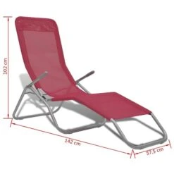 Chaises Longues 2 Pcs Cadre En Acier Et Textilène Rouge -Mobilier De Jardin Soldes chaises longues 2 pcs cadre en acier et textilene rouge 8718475875284 1408945