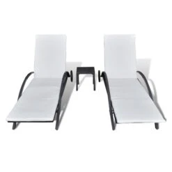 Chaises Longues Avec Table Résine Tressée Noir 2 -Mobilier De Jardin Soldes chaises longues avec table resine tressee noir 3666722330152 974483