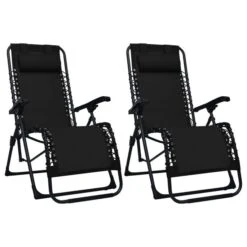 Produits populaires 11 Chaises Pliables De Terrasse 2 Pcs Noir Textilène