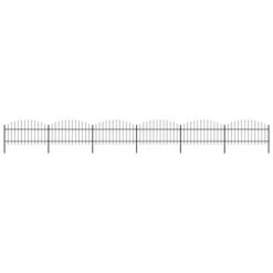 Clôture De Jardin à Dessus En Lance Acier (1-1,25)x10,2 M Noir