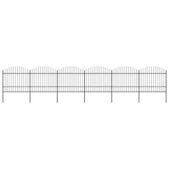 Clôture De Jardin à Dessus En Lance Acier (1,5-1,75)x10,2m Noir