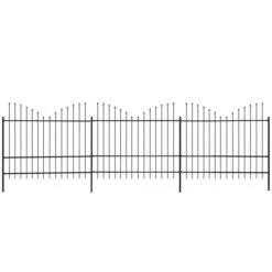 Clôture De Jardin Dessus Lance Inversé Acier (1,5-1,75)x6m Noir