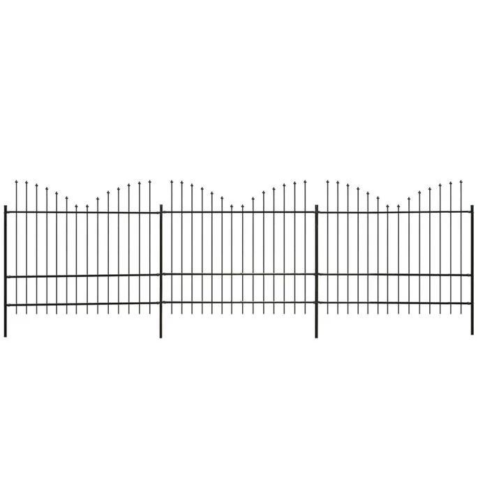 Clôture De Jardin Dessus Lance Inversé Acier (1,5-1,75)x6m Noir 1 Clôture De Jardin Dessus Lance Inversé Acier (1,5-1,75)x6m Noir