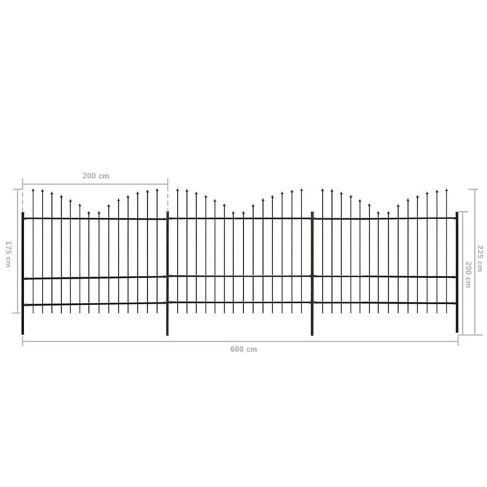 Clôture De Jardin Dessus Lance Inversé Acier (1,5-1,75)x6m Noir 5 Clôture De Jardin Dessus Lance Inversé Acier (1,5-1,75)x6m Noir – Image 5