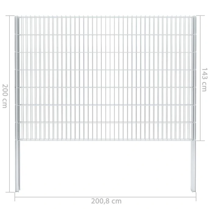 Clôture Gabion 2D Acier Galvanisé 2,008x1,43m 16m Total Argenté 12 Clôture Gabion 2D Acier Galvanisé 2,008x1,43m 16m Total Argenté – Image 12