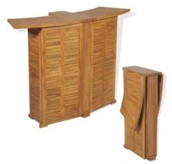 Comptoir De Bar Et 4 Chaises Hautes Teck Massif Clair Aqual -Mobilier De Jardin Soldes comptoir de bar et 4 chaises hautes teck massif clair aqual 3666722577731 262276