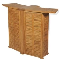 Comptoir De Bar Et 4 Chaises Hautes Teck Massif Clair Aqual -Mobilier De Jardin Soldes comptoir de bar et 4 chaises hautes teck massif clair aqual 3666722577731 262277