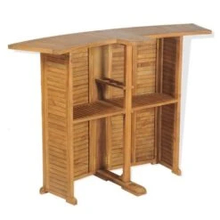 Comptoir De Bar Pliable Teck Massif Clair Aqual -Mobilier De Jardin Soldes comptoir de bar pliable teck massif clair 3666722551854 401449
