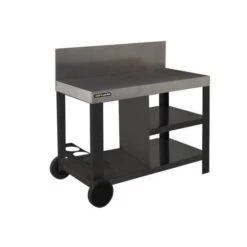 COOK'IN GARDEN Desserte De Jardin Avec Crédence Pour Plancha - 110 X 55 Cm - Noir